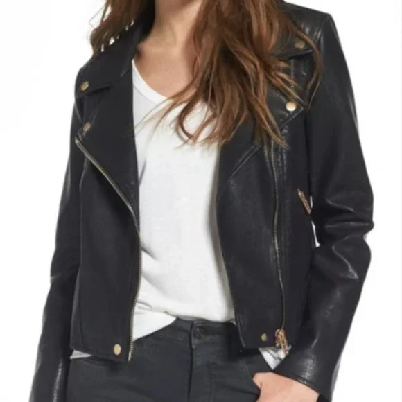 Blank NYC Moto Jacket Faux Leather Life Changer Moto 29u-9596no Black Sz M